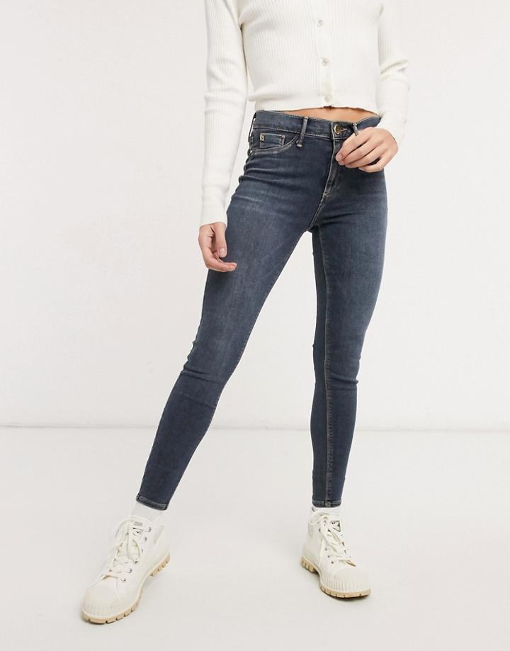River Island Molly Skinny Jeans In Smoky Dark Blue