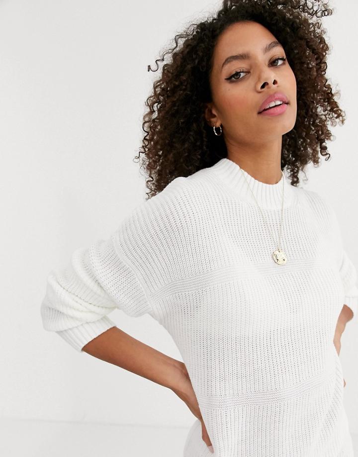 Asos Design Drop Stich Detailed Sweater Dress-white