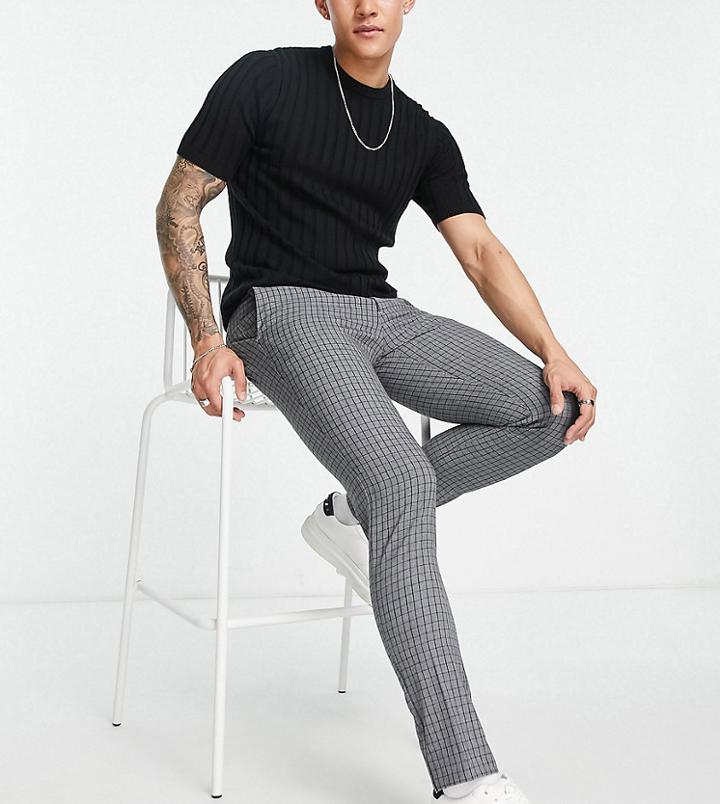 New Look Skinny Smart Pants In Black Check