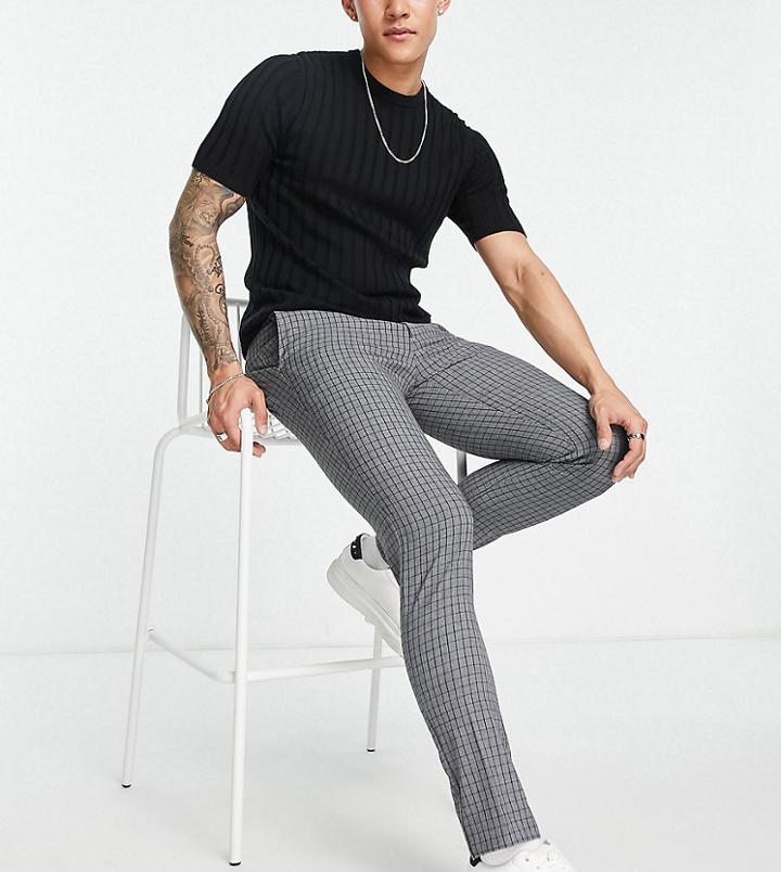 New Look Skinny Smart Pants In Black Check