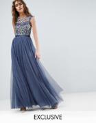 Needle And Thread Ditsy Floral Embroidery Maxi Dress - Blue