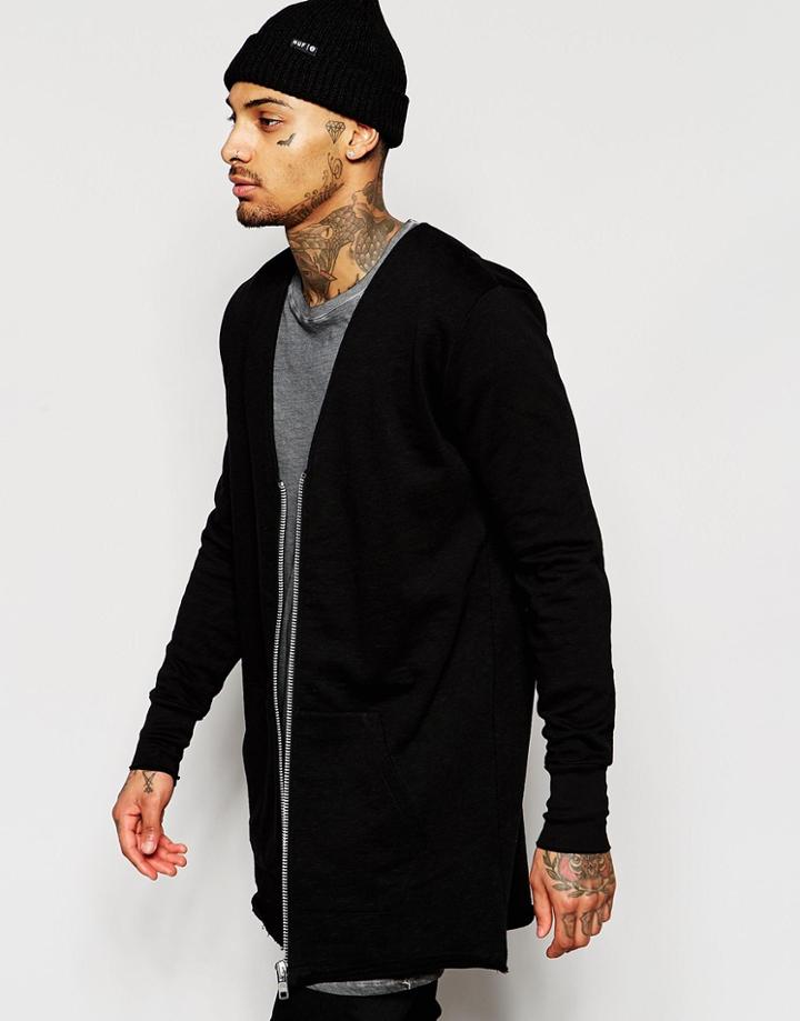 Asos Super Longline Oversized Jersey Jacket - Black