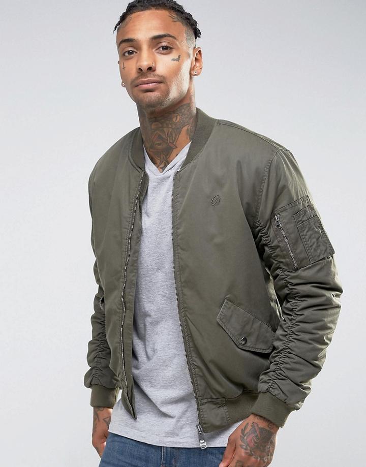 Criminal Damage Canvas Ma1 Bomber Jacket - Green