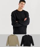 Asos Design Oversized Sweatshirt Multipack Black / Tawny