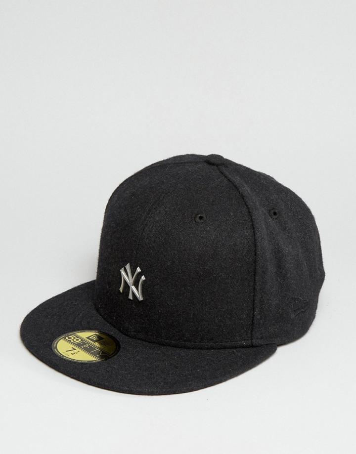 New Era 59fifty Cap Fitted Ny Yankees In Melton Wool - Black