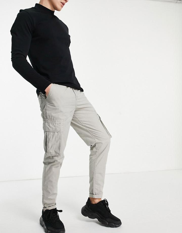 New Look Ripstop Cargos In Light Gray-grey
