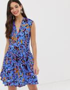Closet Drop Waist Wrap Dress-blue