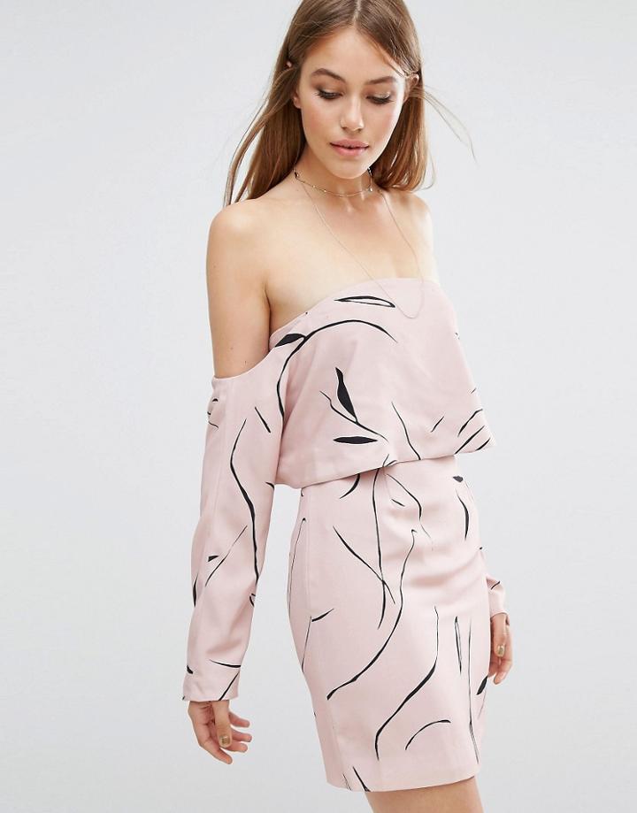 Keepsake Stolen Dance Off Shoulder Dress - Pink