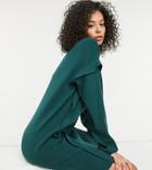 Noisy May Tall Knit Sweater Dress With Sleeve Detail In Dark Green
