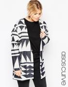 Asos Curve Premium Wool Geo Jacquard Jacket - Multi