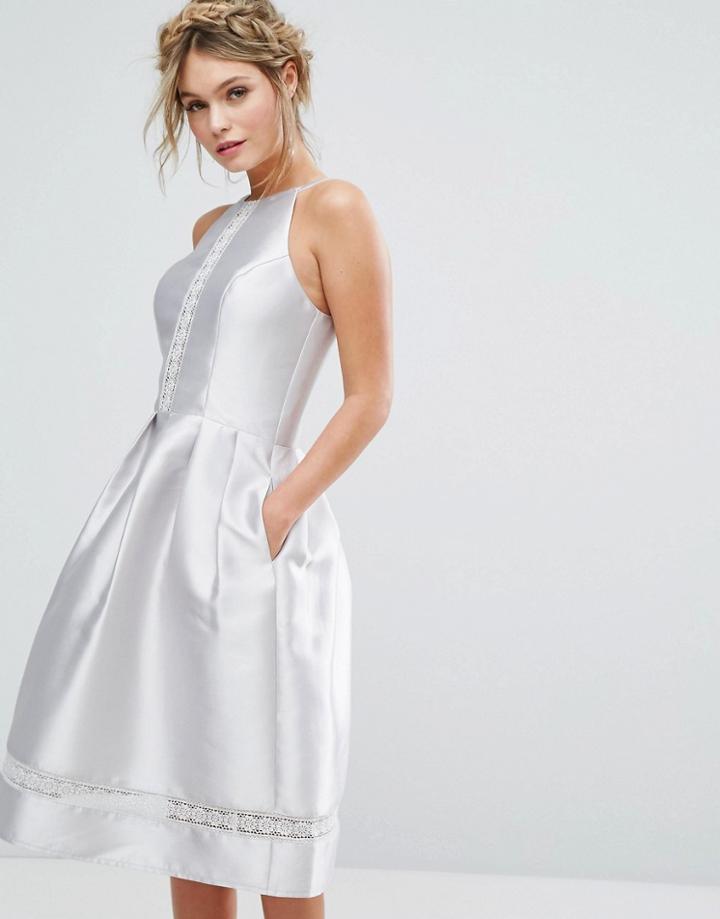 Chi Chi London Satin Lace Insert Midi Dress - Multi