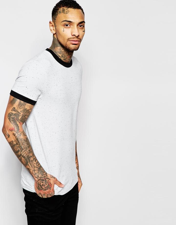 Asos Muscle T-shirt With Contrast Ringer In Neppy Fabric