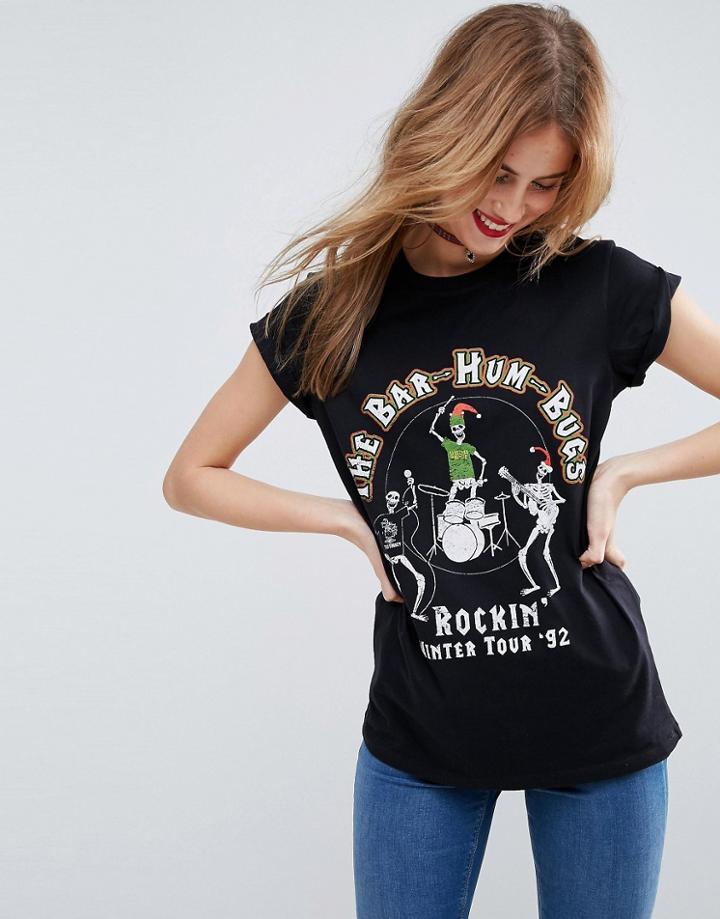 Asos Holidays T-shirt With Skeleton Holidays Print - Black
