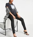 Asos Design Maternity High Rise Ridley 'skinny' Jeans In Coated Black