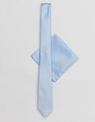 New Look Tie And Pocket Square Set In Blue - Blue