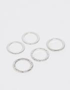 Asos Design Pack Of 5 Rings In Engraved And Twist Designs In Silver Tone