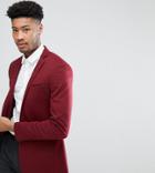 Asos Tall Super Skinny Blazer In Burgundy Jersey - Red