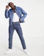 Topman Regular Fit Western Denim Jacket In Light Wash Blue-blues