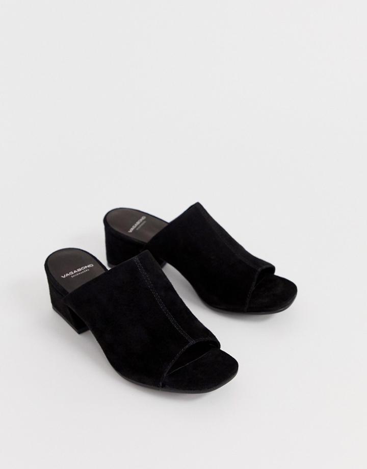Vagabond Elena Black Suede Heeled Mules