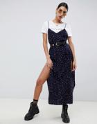 Motel Cami Maxi Dress With Low Back In Star Print - Navy