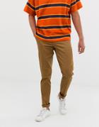 Asos Design Skinny Smart Pants In Brown Cotton - Brown