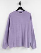 Asos Design Oversized Long Sleeve T-shirt In Lilac Towelling-purple