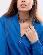 Monki Chunky Chain Hoop Choker - Silver