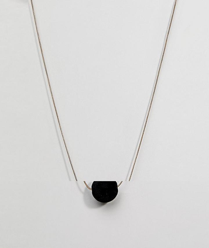 Pieces Long Chain Necklace With Velvet Pom Pom - Gold