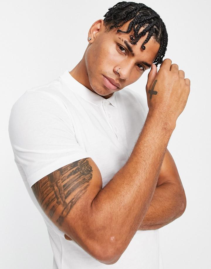 New Look Muscle Fit Polo In White