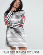 Daisy Street Plus Rose Embroidered Shift Dress - Multi