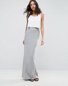 Asos Jersey Maxi Skirt With Pockets - Gray