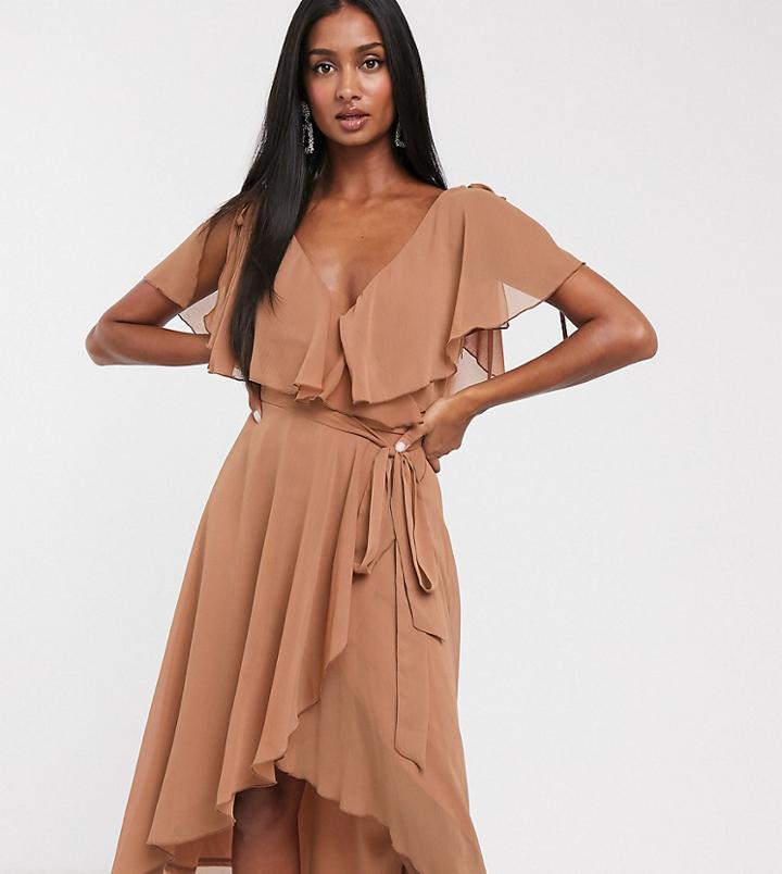Asos Design Midi Split Sleeve Cape Back With Tie Shoulder