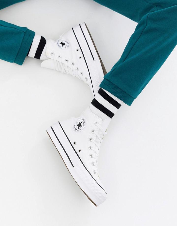 Converse Chuck Taylor All Star Hi Canvas Platform Sneakers In White
