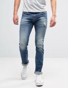 Diesel Thavar Slim Jeans 855u Mid Distressed - Blue