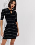 Morgan Knitted Pencil Dress In Dash Print