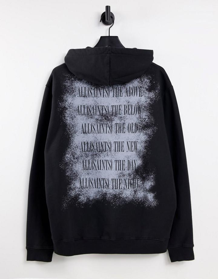 Allsaints Shadow Stamp Overhead Hoodie In Black