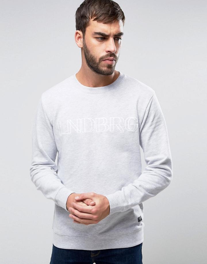 Lindbergh Logo Embroidered Sweatshirt In Light Gray - Gray