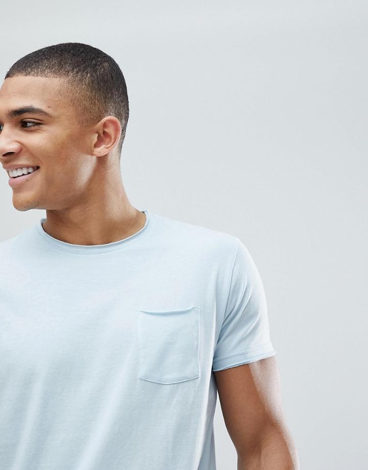 Solid T-shirt In Blue - Blue