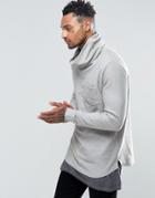 Asos Longline Funnel Neck Sweatshirt - Gray