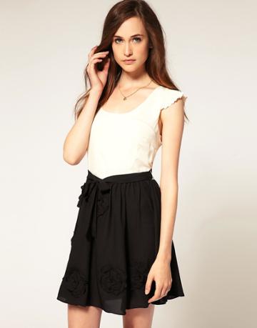 Peoples Market Dress With Applique Skirt - Cream