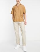 Selected Homme Straight Fit Linen Mix Pants In Beige-neutral