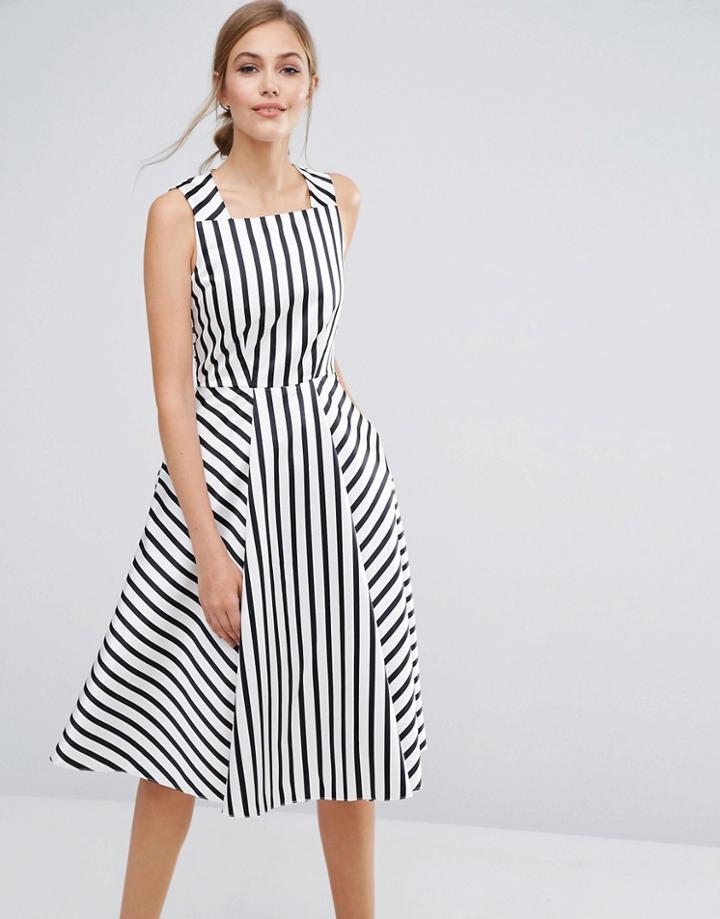 Closet Premium Midi Dress In Stripe - Multi