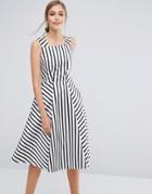 Closet Premium Midi Dress In Stripe - Multi
