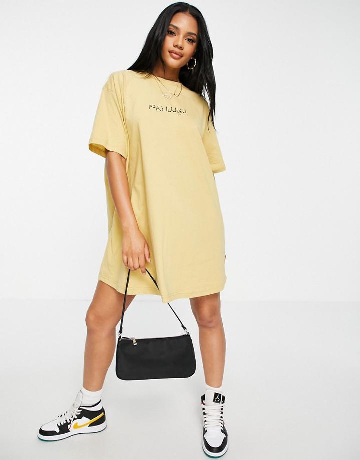 Night Addict Camel T-shirt Dress-brown