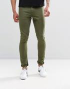 Asos Super Skinny Jeans In Green - Thyme