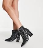 Simply Be Wide Fit Leilani Pointed High Ankle Boots In Pewter-silver