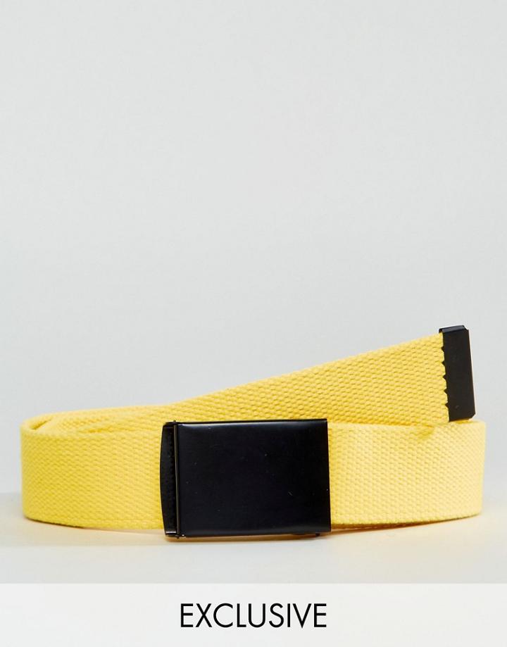 Reclaimed Vintage Inspired Webbing Belt In Yellow - Yellow