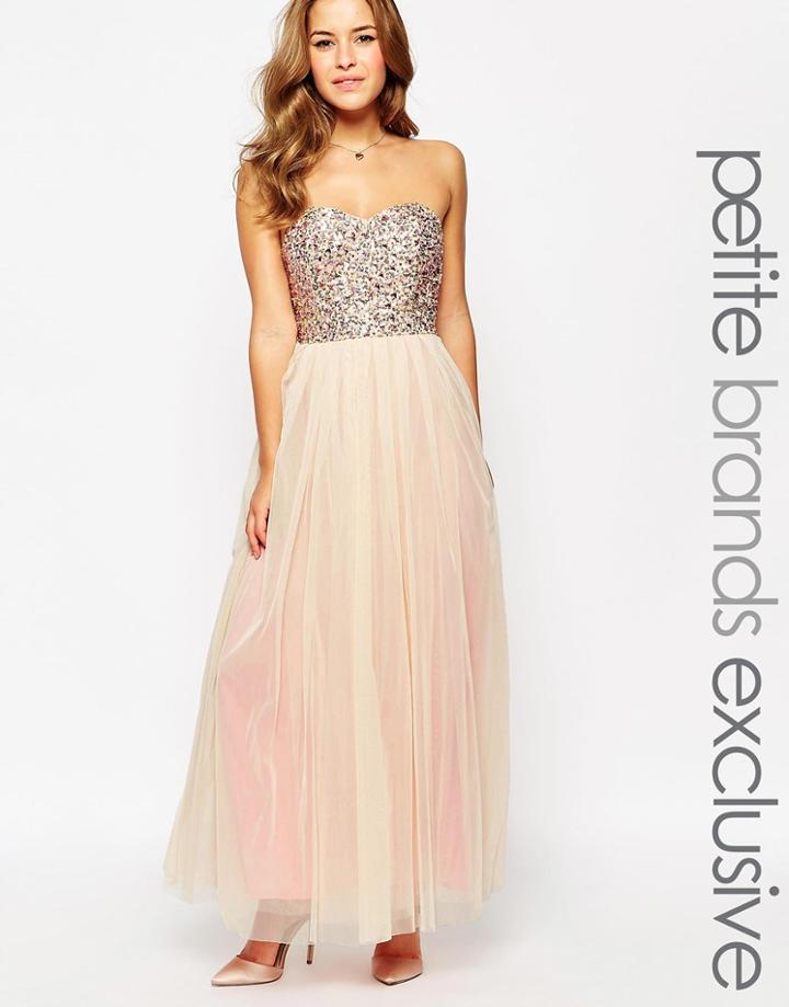 Maya Petite Embellished Bodice Tulle Maxi Dress - Cream