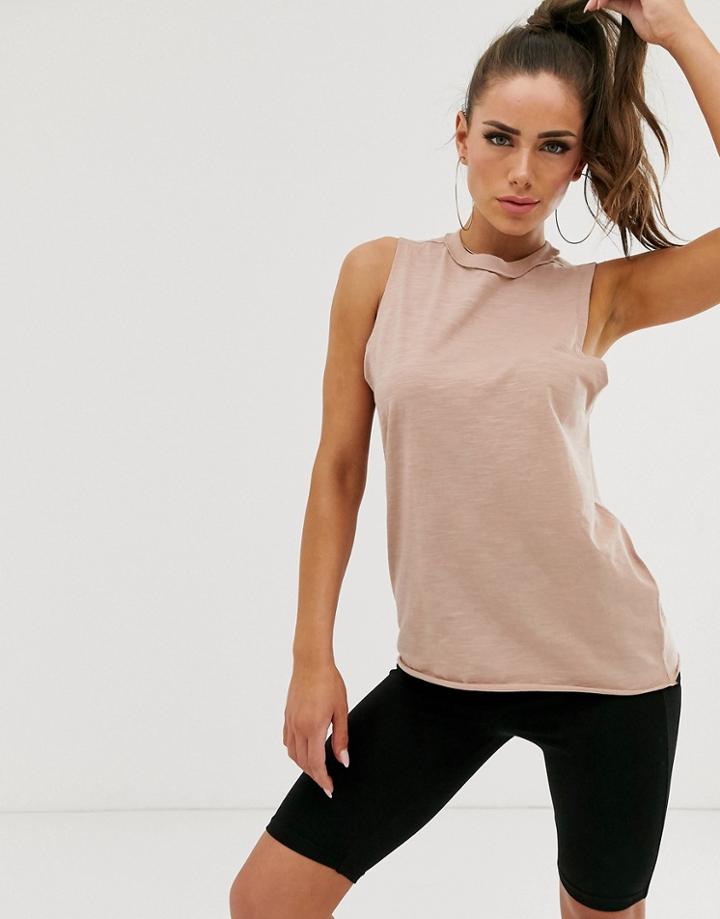 Asos Design Oversized Tank With Exposed Seams In Brown - Brown