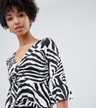 Reclaimed Vintage Inspired Zebra Jersey Top - Black